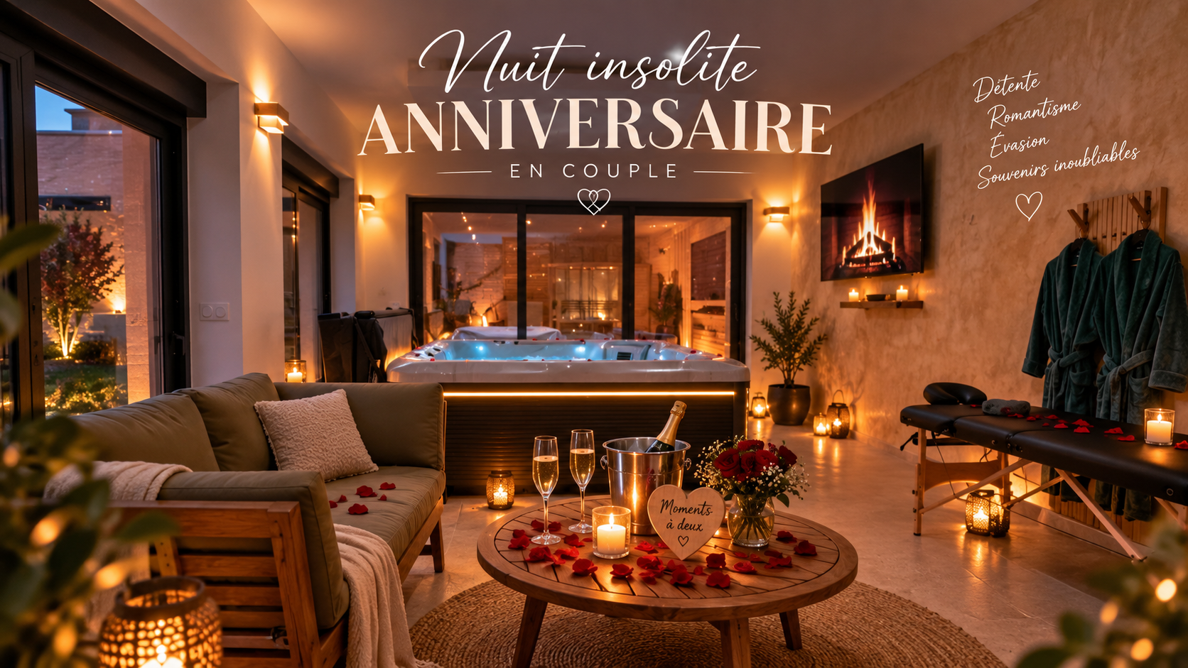 Salon en soirée, ambiance romantique