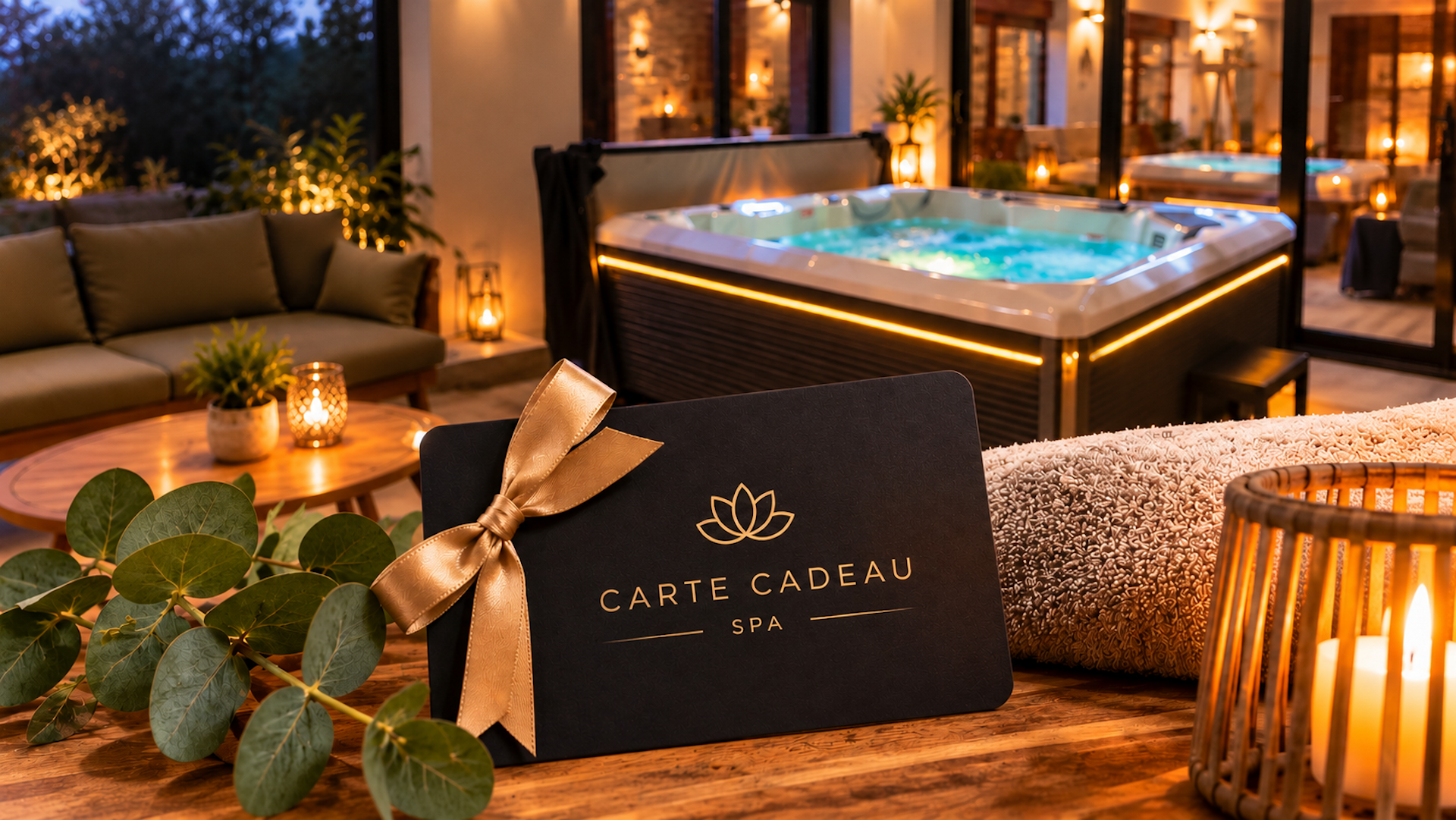 Carte cadeau dans enveloppe sur table en bois